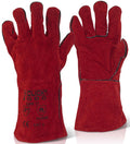 Beeswift Welders Gauntlet Gloves 14" Red Leather Heat Resistant