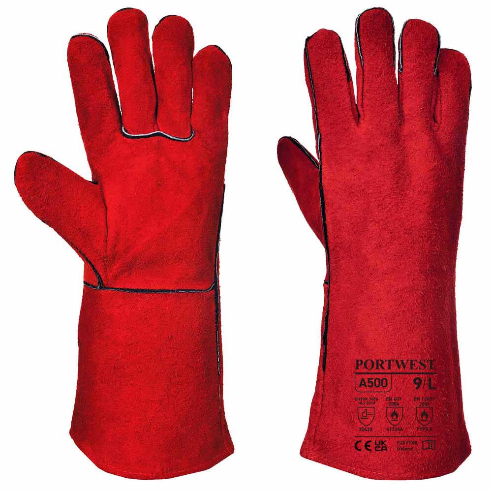 Portwest Welders Gauntlet Red Split Leather Type A 14 Inch